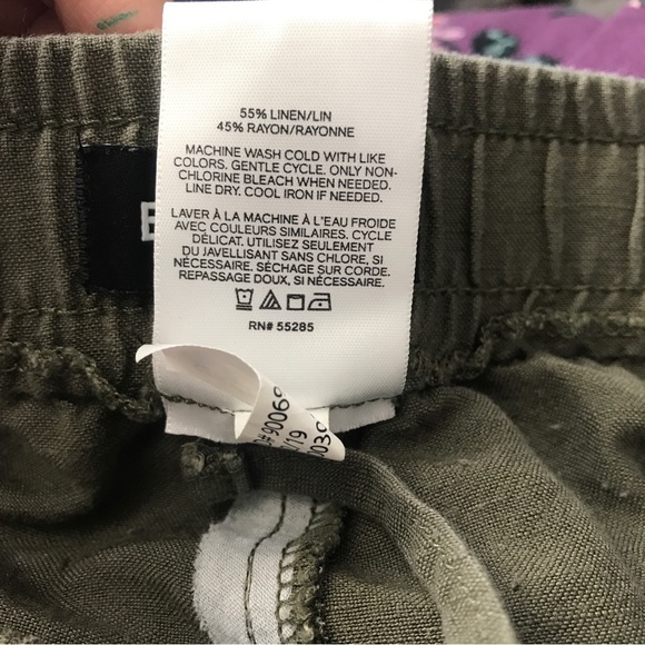 Express olive green linen blend drawstring cutoff shorts - Picture 7 of 7